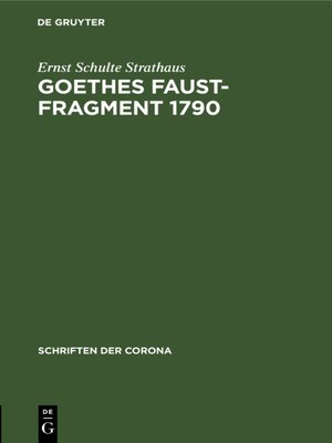 cover image of Goethes Faust-Fragment 1790